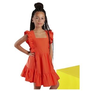 NWT New With Tags Marc Ellis Girls Orange cotton ruffle frill dress size 14